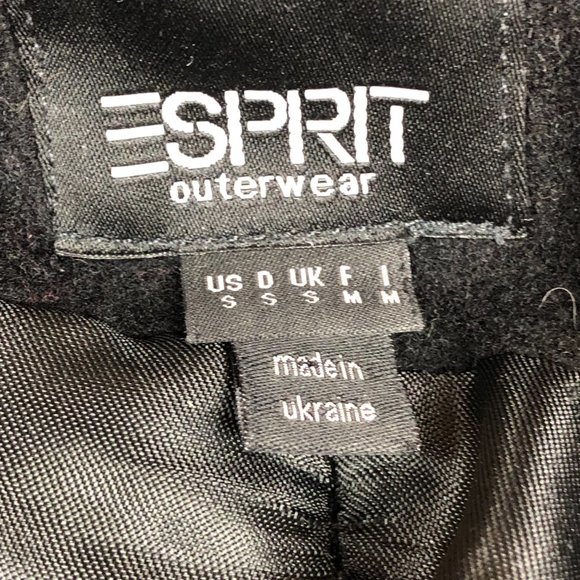 ESPRIT Outwear Black Wool Pea Coat Y2K Whimsigoth Fairy Grunge Timeless - Picture 8 of 17